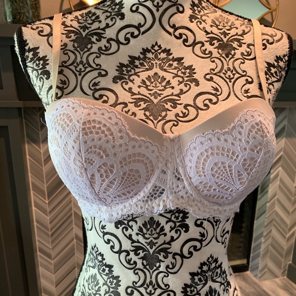 Beautiful nude and white lace bra